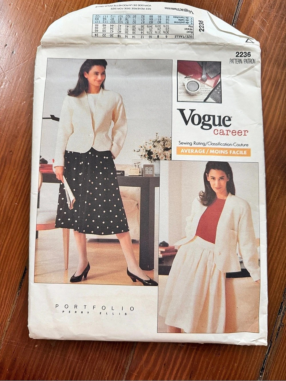 Uncut Vogue Portfolio Perry Ellis Sewing Pattern 2236
